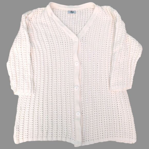 Vintage USB Cardigan Sweater Womens M Knit Chunky Grandmacore Cottagecore Retro - Picture 1 of 8